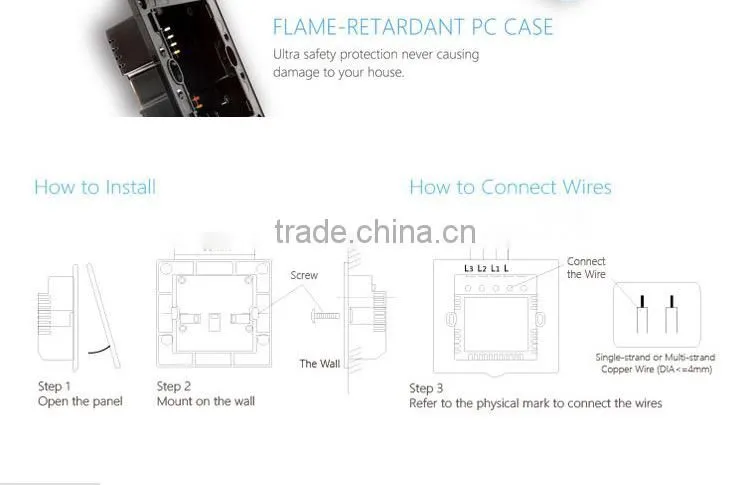 RF Smart Home Popular on or off Wall Light wireless IR Switch Wifi control from smart phone
