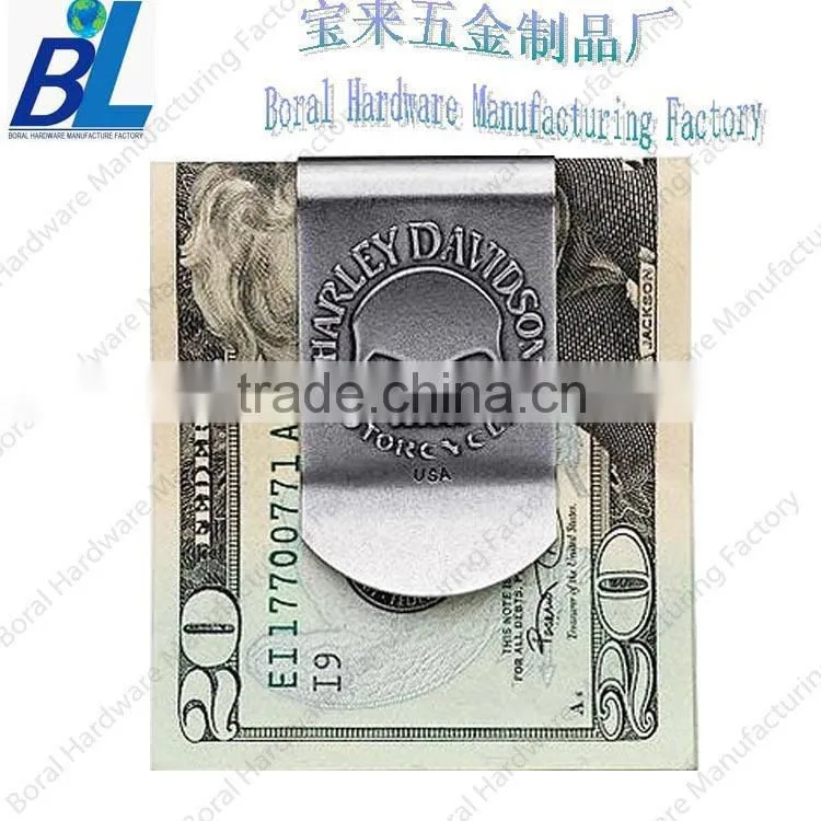 Golden embossed metal money clip with enamel