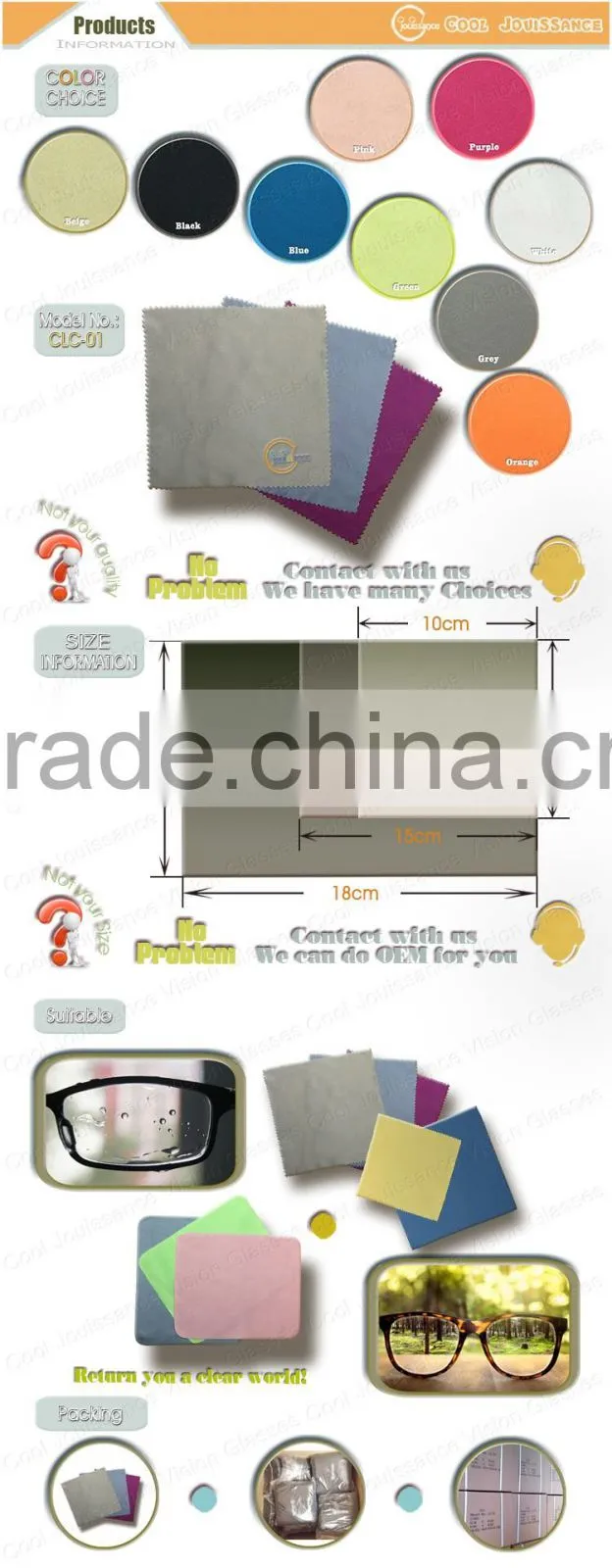High quality portable glasses item on wuxi market eyeglasses cleaning cloth wholesale