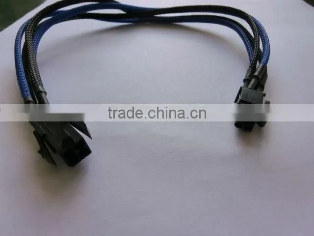 ATX 4M to 4F power cable with sleeving,40cm,23g,black and blue wire