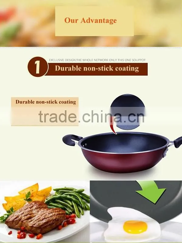 Energy saving aluminum non stick wok cookware as seen tv