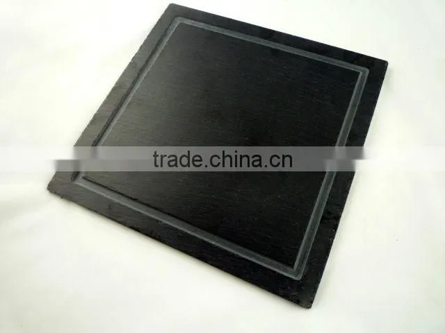 grooved slate square charger plates