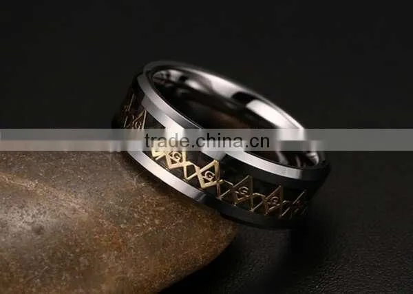 Vintage logo engraving masonic ring, generous masonic logo men's rings