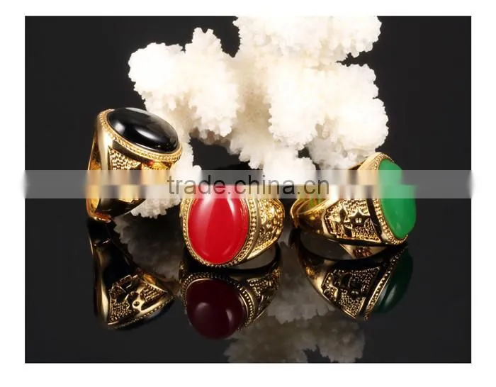copper gold plated jewelry stone agate ring model woman