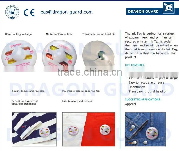 EAS garment ink tags clothes hanging ink tag for clothes