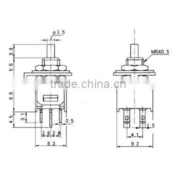 spdt 6 pin mini toggle switch&sub-monentary pushbutton switch