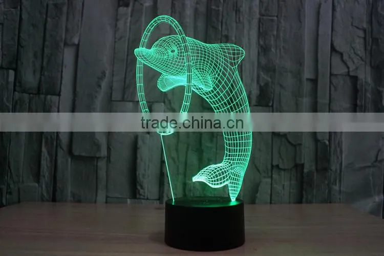 3D illusion Led night light 7colors dolphin lamp table novelty products christmas lights with touch button children night light