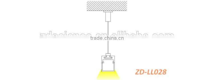Aluminum Housing Suspended Extrusion Channel With 24V LED Lighting Strip Bar With Diffuser