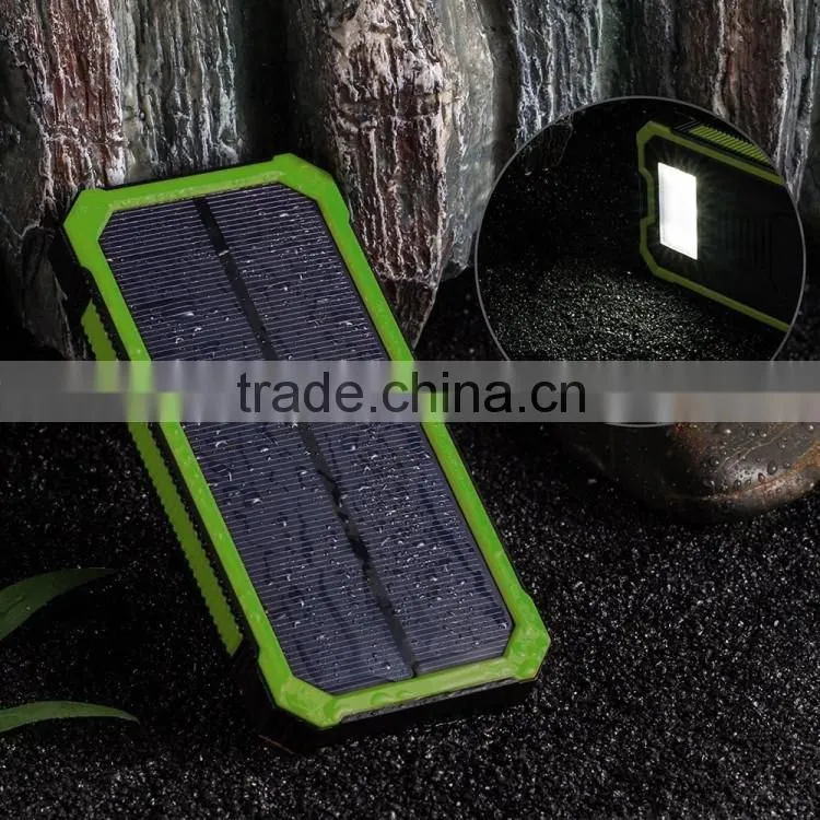 2016 trending products 12000mah solar power bank charger with led light