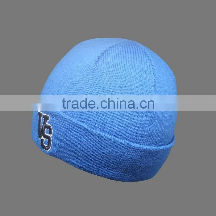 CUSTOM CHEAP EMBROIDERY LOGO FOLD UP BLUE WINTER HATS