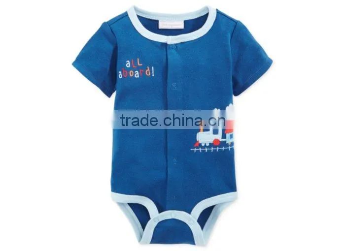 Hot Sale Baby Boys Summer Romper Simple Cute Printing And Emb Romper