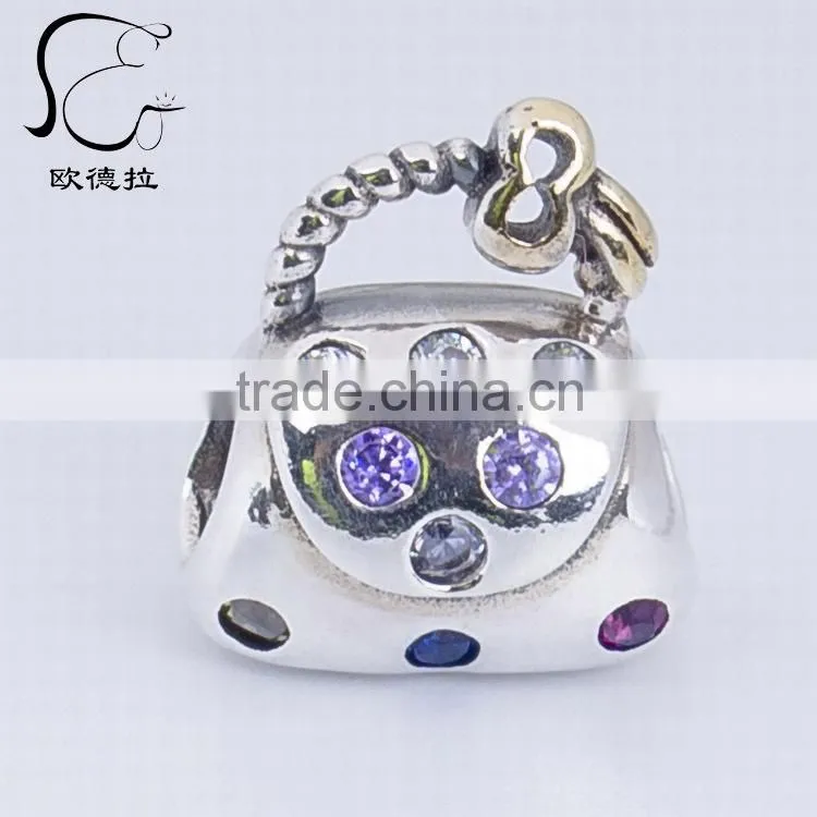 silver gemstone pave diamond handmade bead finding