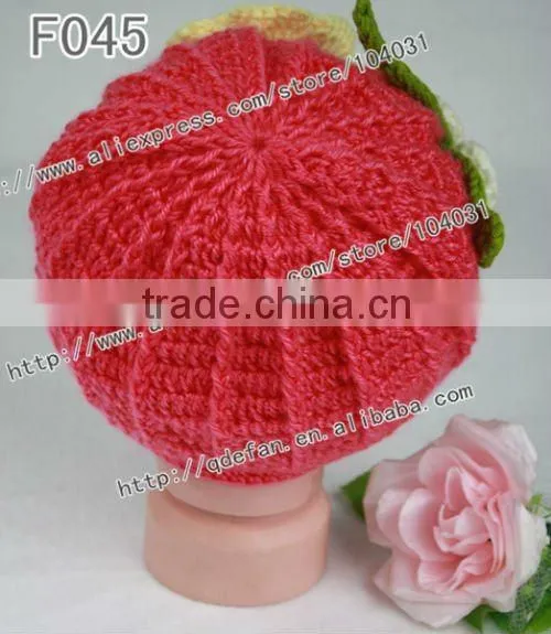 100% cotton crochet baby girl flower hats ,fabric flower hat accessories,knit flowers for hats