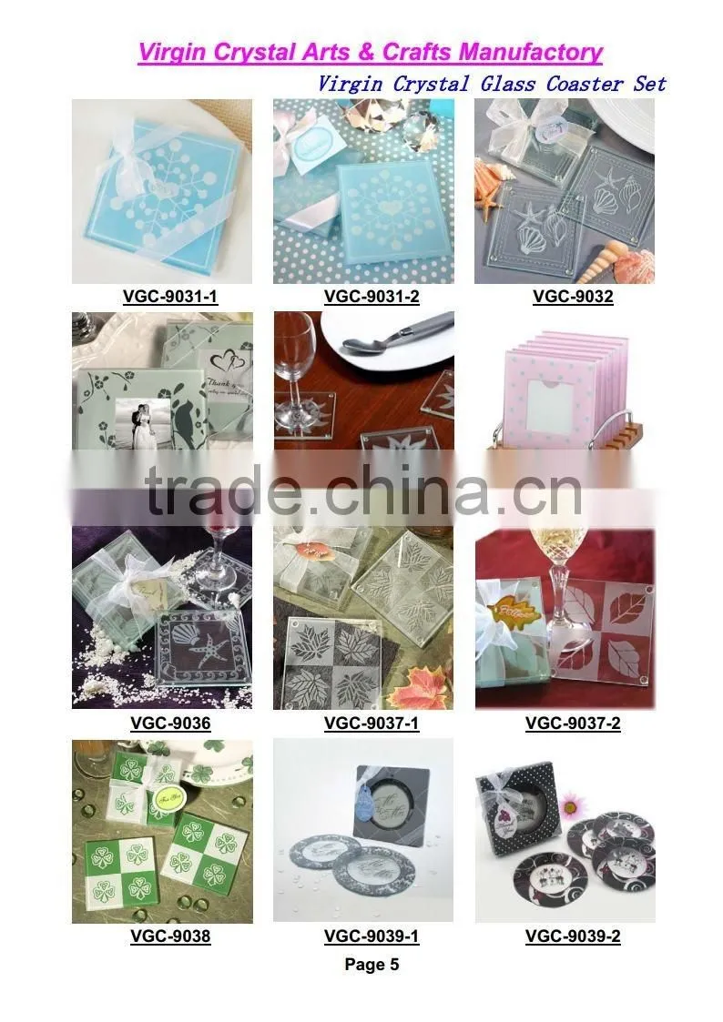 Blank Glass wine Coaster with Customized Logo for wedding Souvenirs
