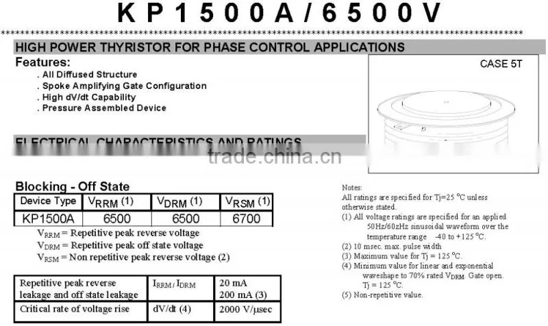 thyristor 1500a 6500V