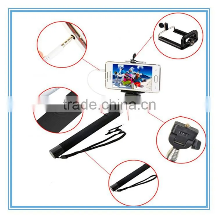 Extendable selfie stick extendable baton Handheld Telescoping Monopod Built-in Shutter With Mount Clip Phone Holders