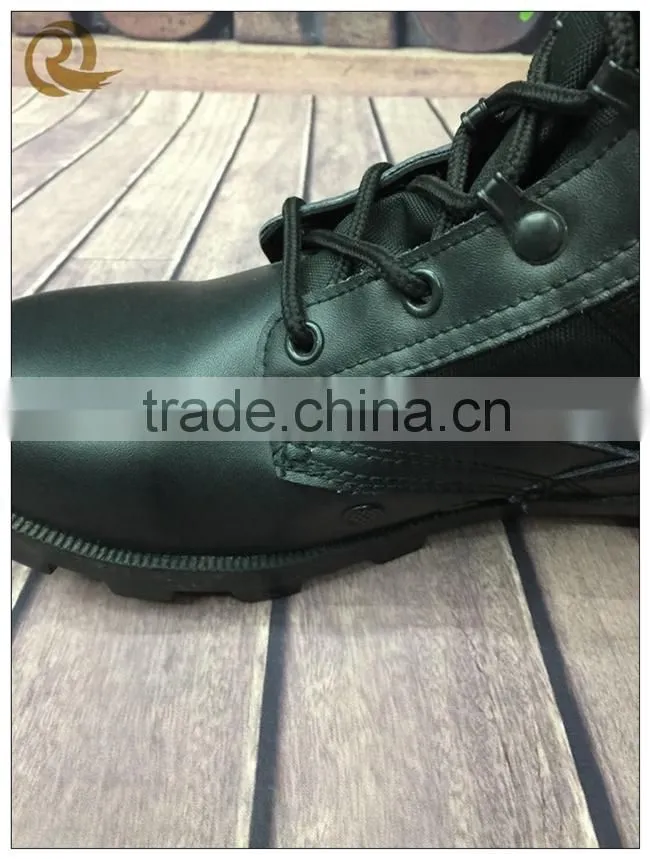 Top quality fashion black leather custom canvas tactical combat boots