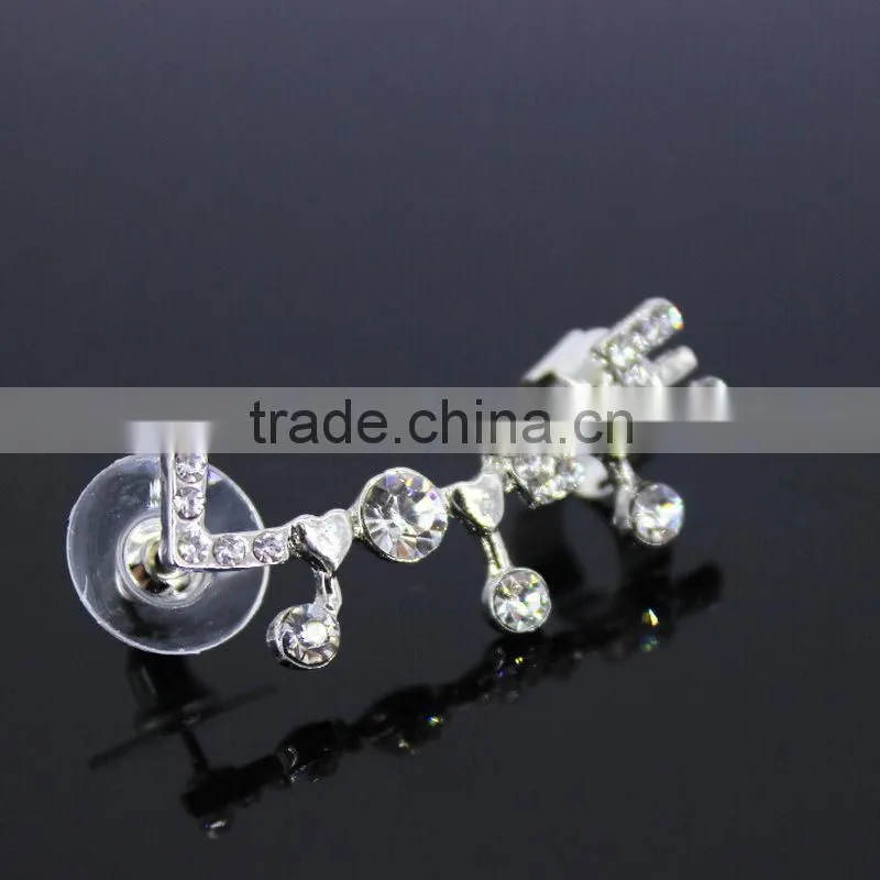 2016 cute Gold tone znic alloy pink color stud earring