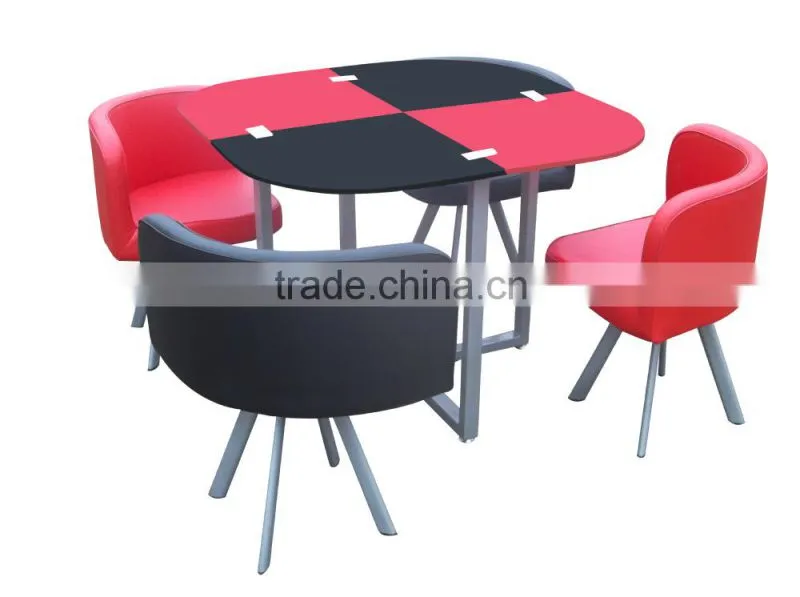 Space saving modern dining table with 4 chairs