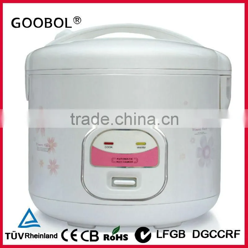 White Color Deluxe Rice cooker, Flower Printing Shell, Visible Handle