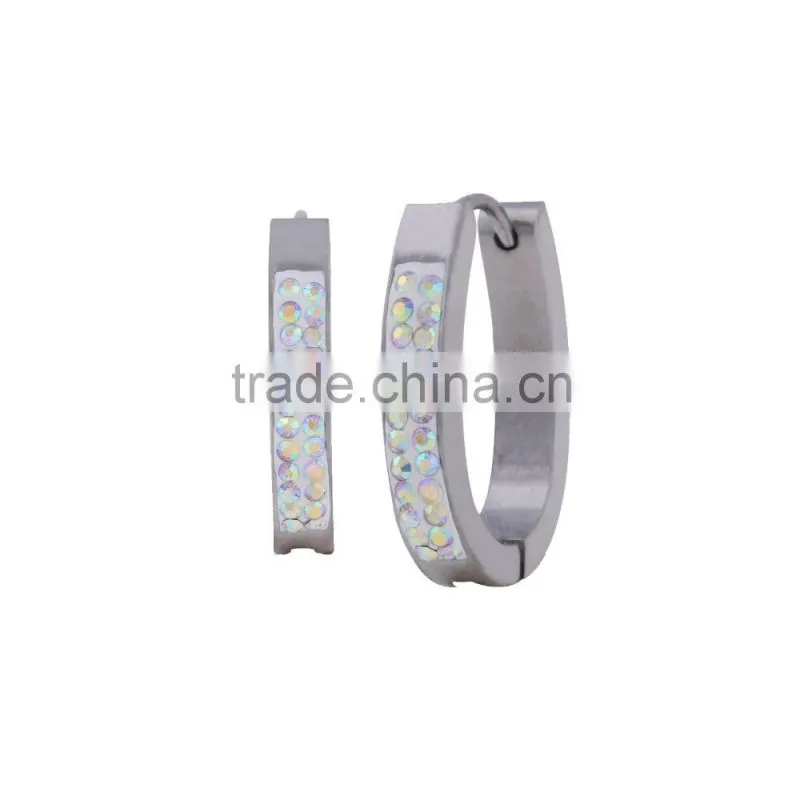 Wholesale Beautiful Stainless Steel Crystal Hoop Earring