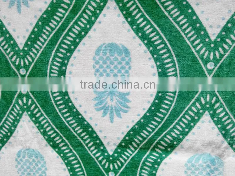 100% cotton green color special pineapple design printing beach towel pareo ethnic felling beach towel