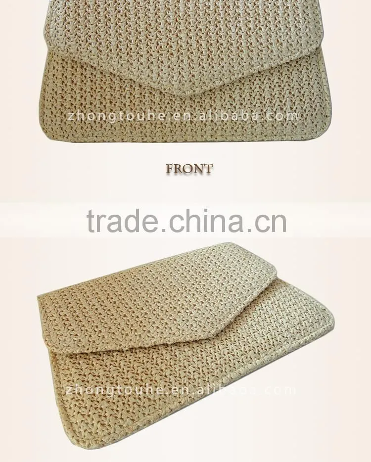 2015 wholesale simple design vogue ladies straw Messenger bag