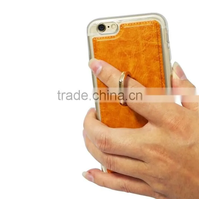 Multifunction PU Leather Back Case for iPhone 6s with Ring Holder Stand