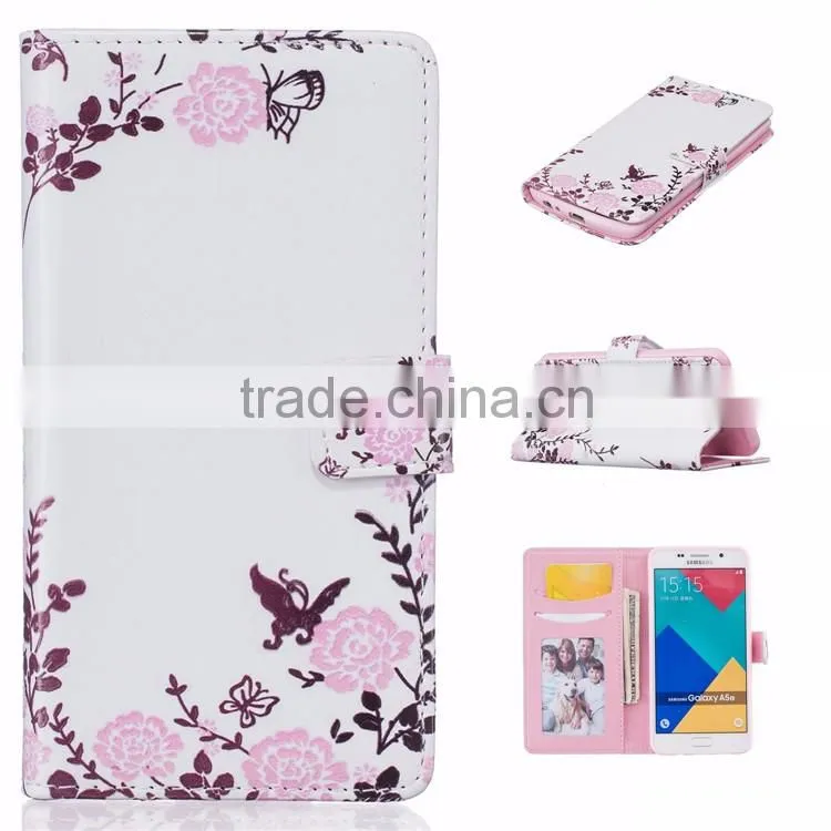 2016 hot sale colorful drawing pattern card slot tpu leather mobile case for samsung Galaxy A510 A5 A310 A3