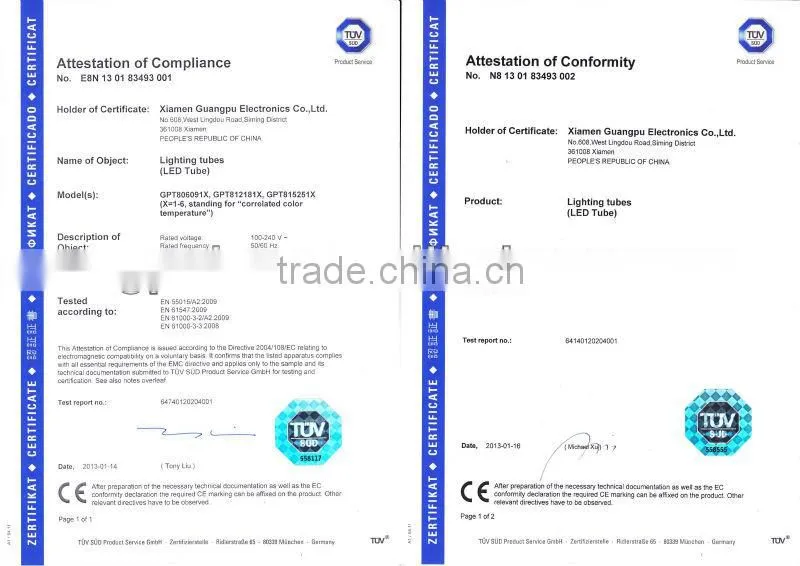 200-240V AC 4 feet 1320lm 14W G13 LED tube