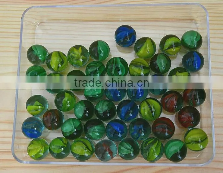 16mm Eight flower petals pattern round glass ball for toy checkers solid color glass ball