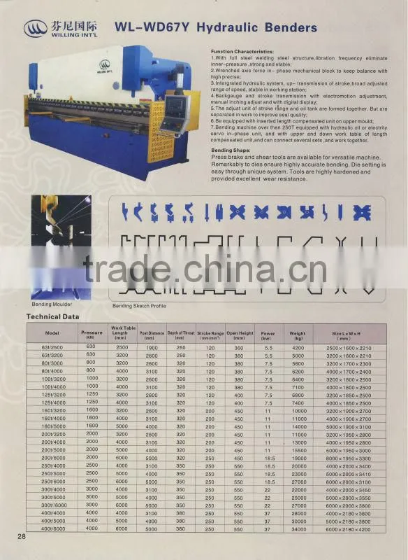 profile bending machine/hydraulic bending machine