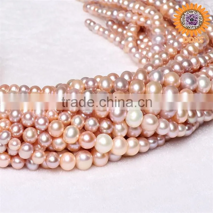 wholesale mix color 5-9mm near round freshwater pearl strand