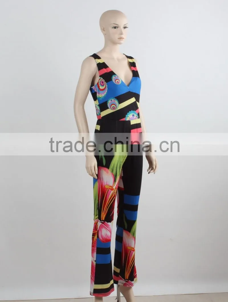 OEM custom bodycon jumpsuit summer swimming beach wear fashion printing beach party jumpsuit manufacture