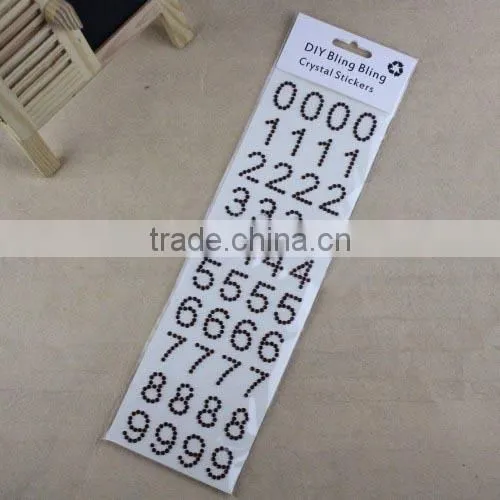 Number crystal rhinestone sticker for promotion