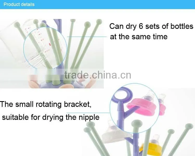 Good quality safe plastic tree shape large capacity bottle dryer for kids