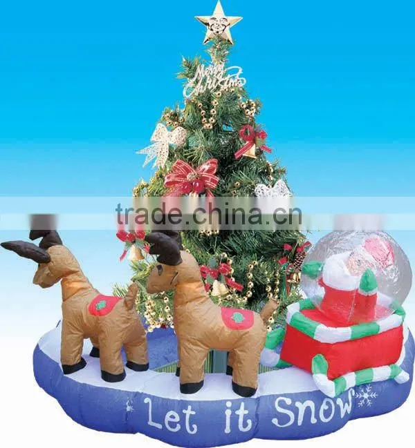 inflatable christmas tree with santa decoration