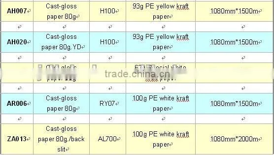 self adhesive mirror cast coated paper high gloss