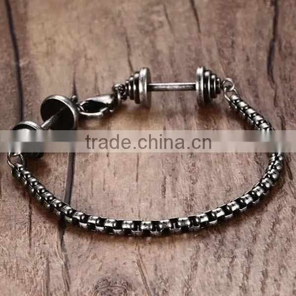 High Quality Vintage Dumbbell Stainless Steel Bracelet
