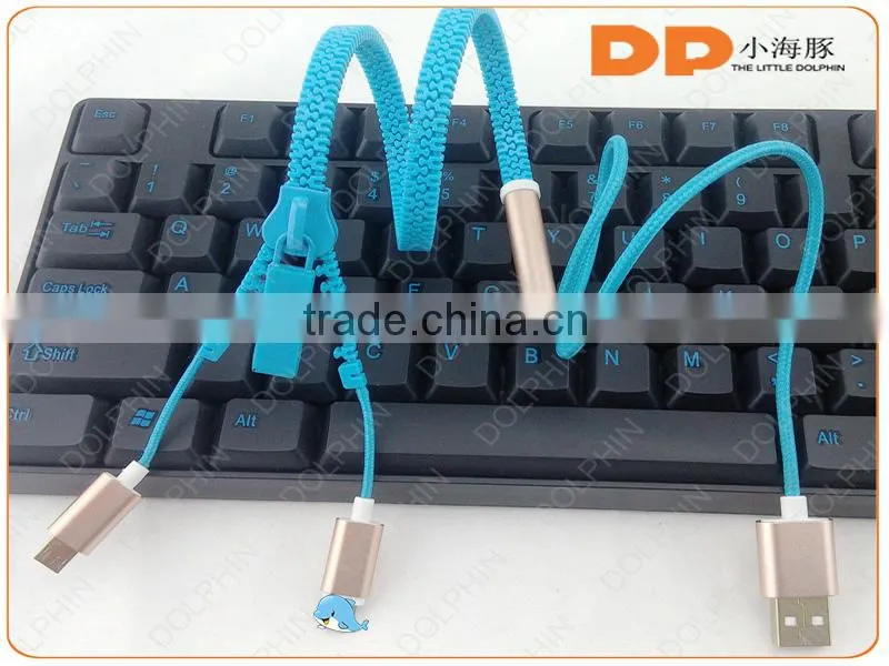 2 in 1 usb cable 2.0 data cable tangle free zipper usb cable for iphone 6