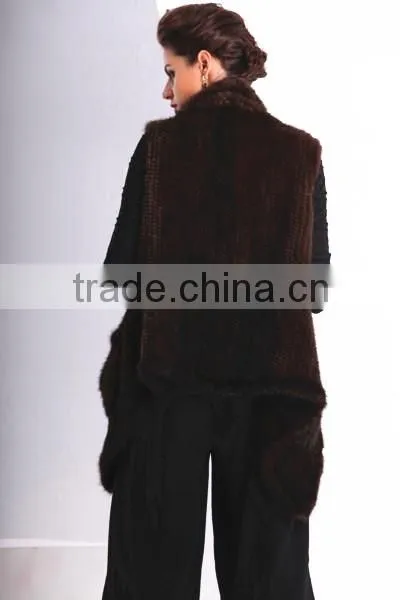 Fashion genuine knitted mink fur vest for women MV01