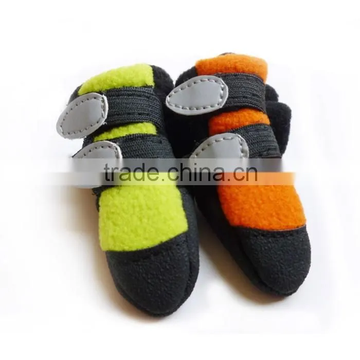 JML 2016 new design wholesale pet accessories of winter dog footwear with polar fleece pet soft sole shoes
