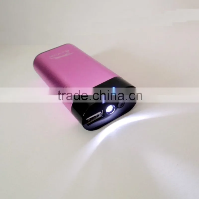 Fashion aluminum cover 5200mah power bank with led torch,flashlight ,battery charger