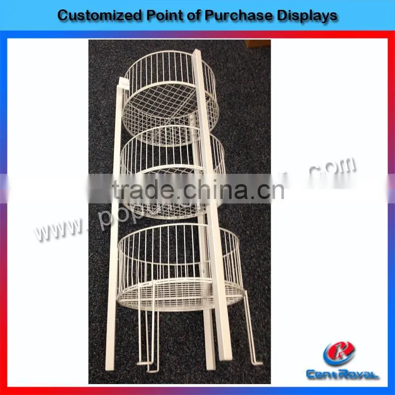 OEM Design 3 tier wire basket display stand