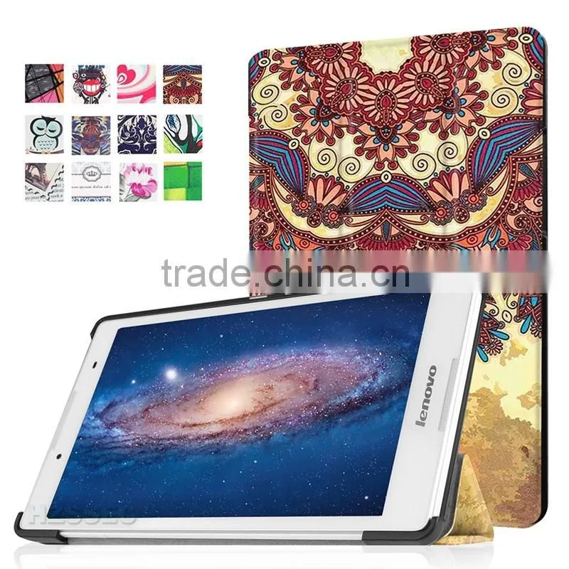 8 inch three folding lether tablet case for Lenovo Tab 2 A8-50F slim pattern case