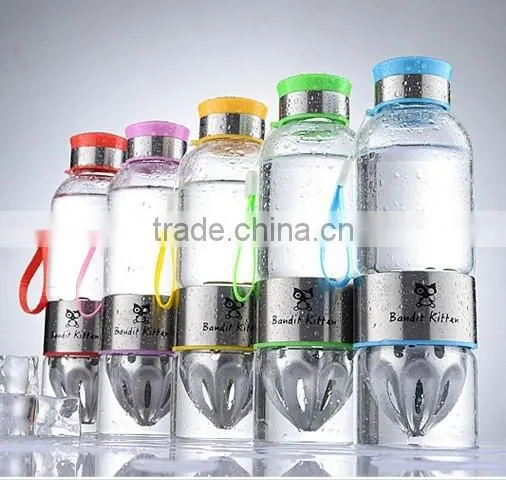 Wholesale 500ml glass drinking sports water bottle ,Environmental Borosilicate fruit Water Bottle with stainless steel infuser