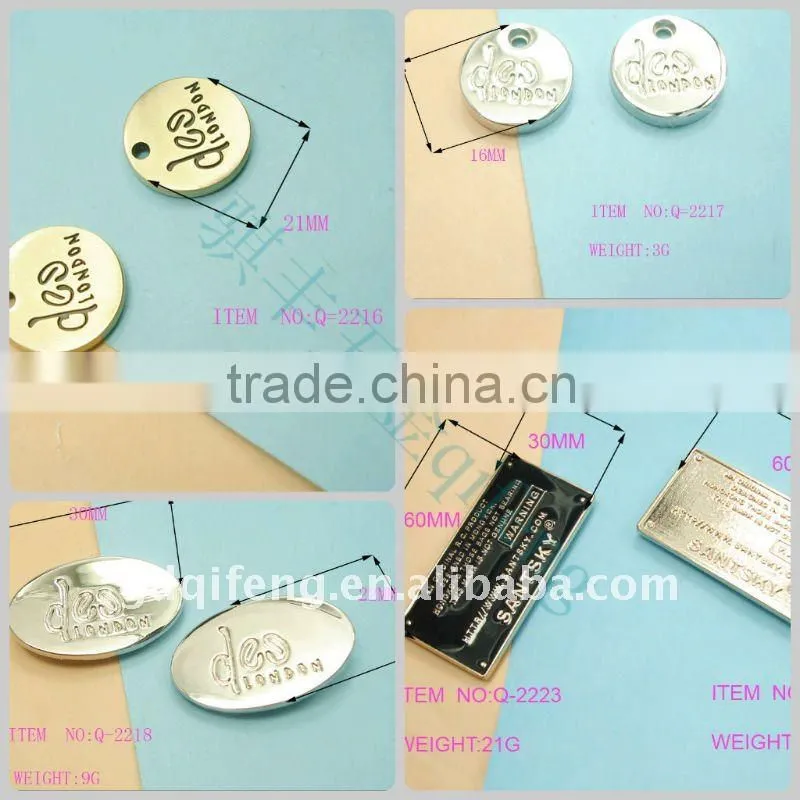qifeng fashion bag accessories metal tag q-2728
