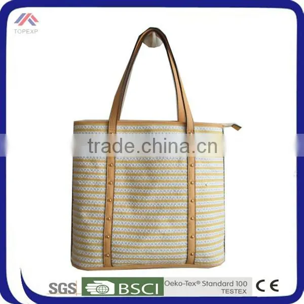 Leather Handles Straw Bag Summer For Adults