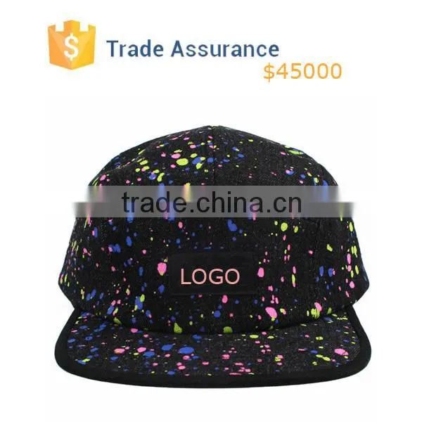 Splatter 5 Panel Cap Hat Custom 5 Panel Hat Fashion Printed 5 Panel Hat