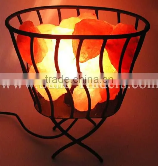 Himalayan Salt Lamp / Natural Salt Lamps / Iron Stand Salt Lamp / Iron Basket Lamps